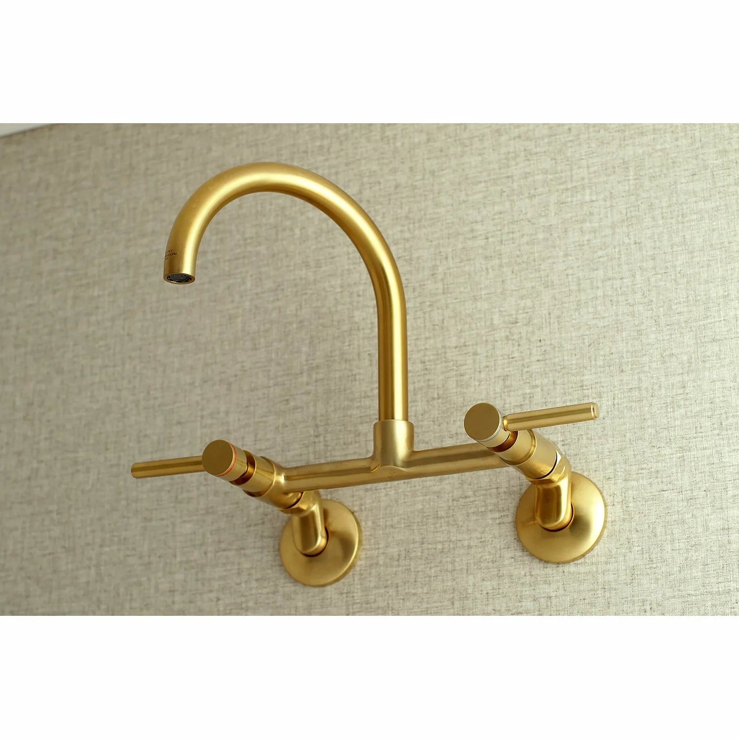Kingston Brass Concord 8 in. Adjustable Center Wall Mount Kitchen Faucet (KS814) Brushed Brass