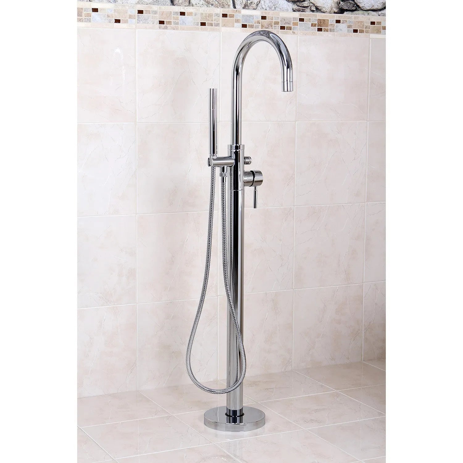 Kingston Brass Concord Freestanding Tub Faucet with Hand Shower (KS8151DL) Polished Chrome