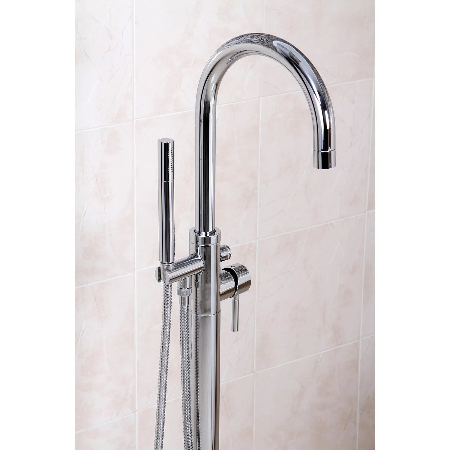 Kingston Brass Concord Freestanding Tub Faucet with Hand Shower (KS8151DL) Polished Chrome