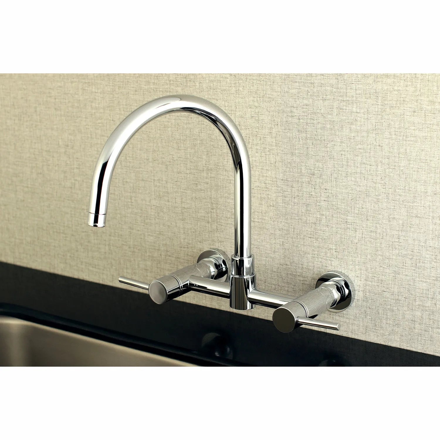 Kingston Brass Concord 8 in. Centerset Wall Mount Kitchen Faucet (KS8175) Polished Chrome