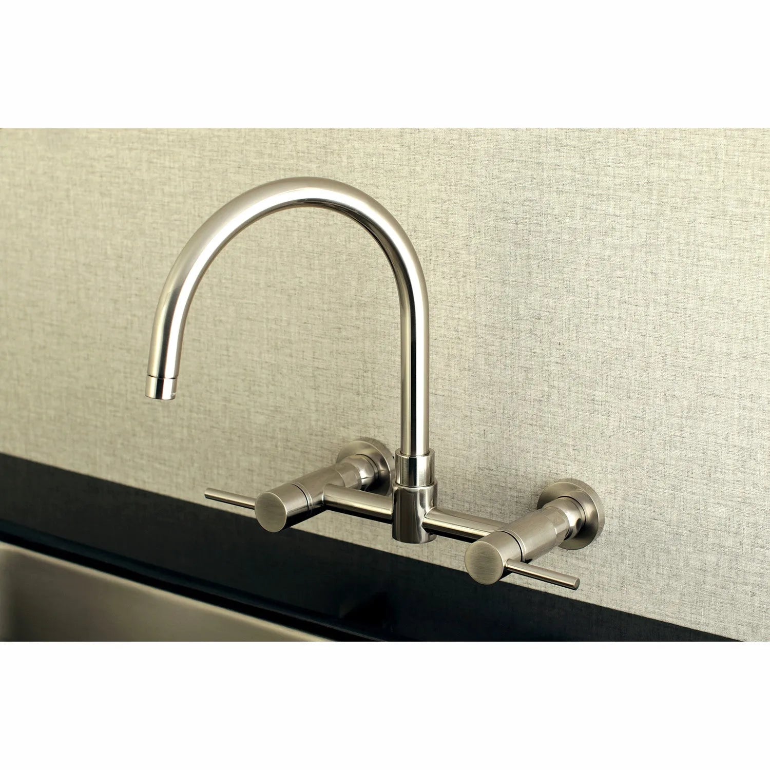 Kingston Brass Concord 8 in. Centerset Wall Mount Kitchen Faucet (KS8175) Brushed Nickel