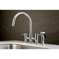 Kingston Brass Concord Two-Handle Bridge Kitchen Faucet with Brass Side Sprayer (KS8271DLBS) Polished Chrome