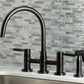 Kingston Brass Concord Two-Handle Bridge Kitchen Faucet with Brass Side Sprayer in Oil Rubbed Bronze (KS8275DKLBS)