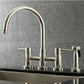 Kingston Brass Concord Two-Handle Bridge Kitchen Faucet with Brass Side Sprayer (KS8278DLBS) Brushed Nickel