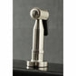Kingston Brass Concord Two-Handle Bridge Kitchen Faucet with Brass Side Sprayer (KS8278DLBS) Brushed Nickel