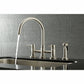 Kingston Brass Concord Two-Handle Bridge Kitchen Faucet with Brass Side Sprayer (KS8278DLBS) Brushed Nickel