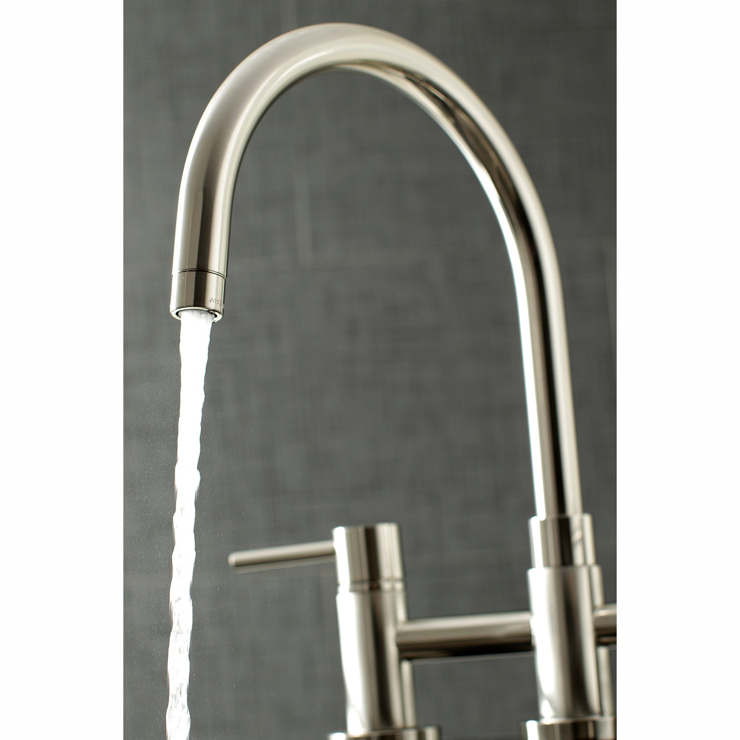 Kingston Brass Concord Two-Handle Bridge Kitchen Faucet with Brass Side Sprayer (KS8278DLBS) Brushed Nickel