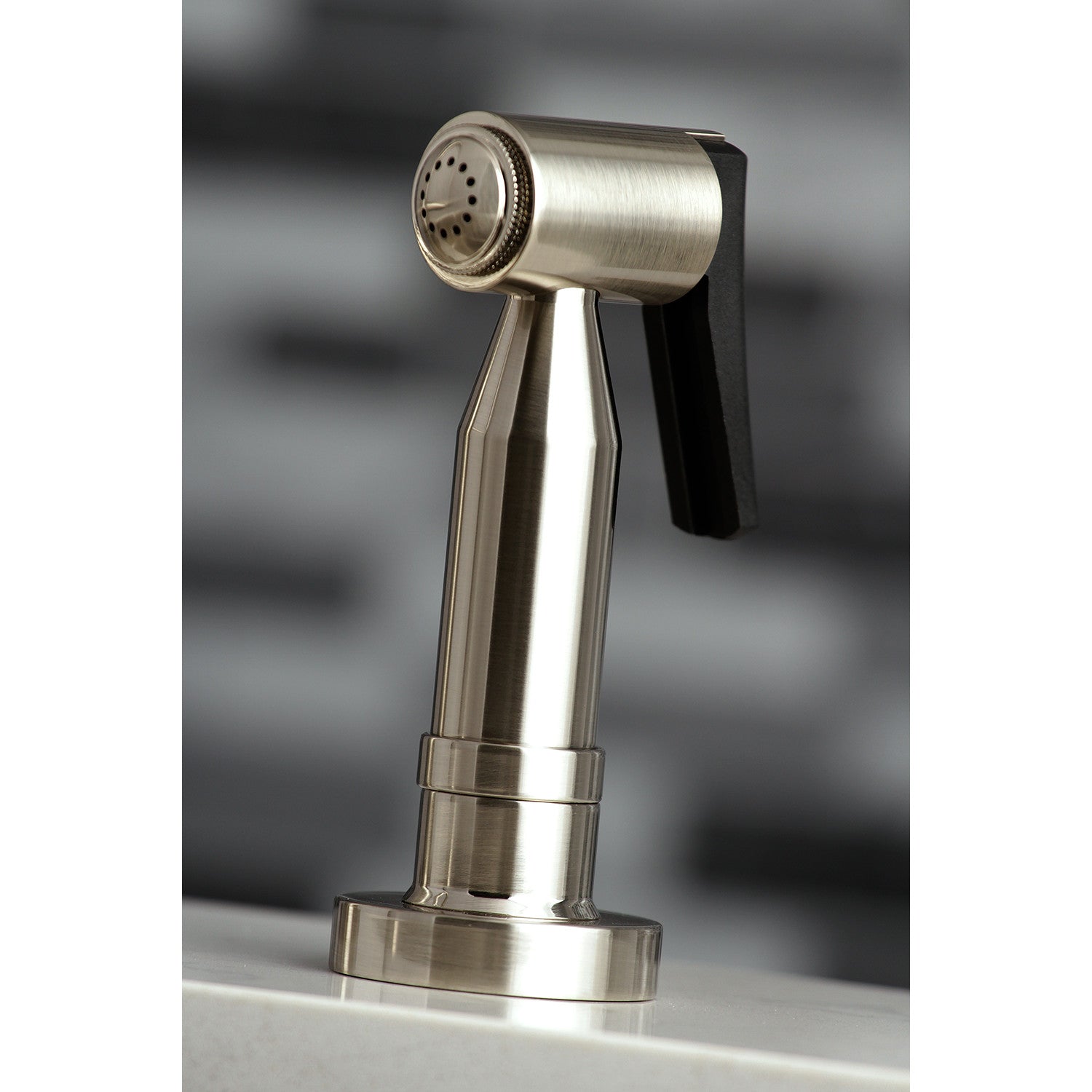 Kingston Brass Concord Two-Handle Bridge Kitchen Faucet with Brass Side Sprayer (KS8278DLBS) Brushed Nickel