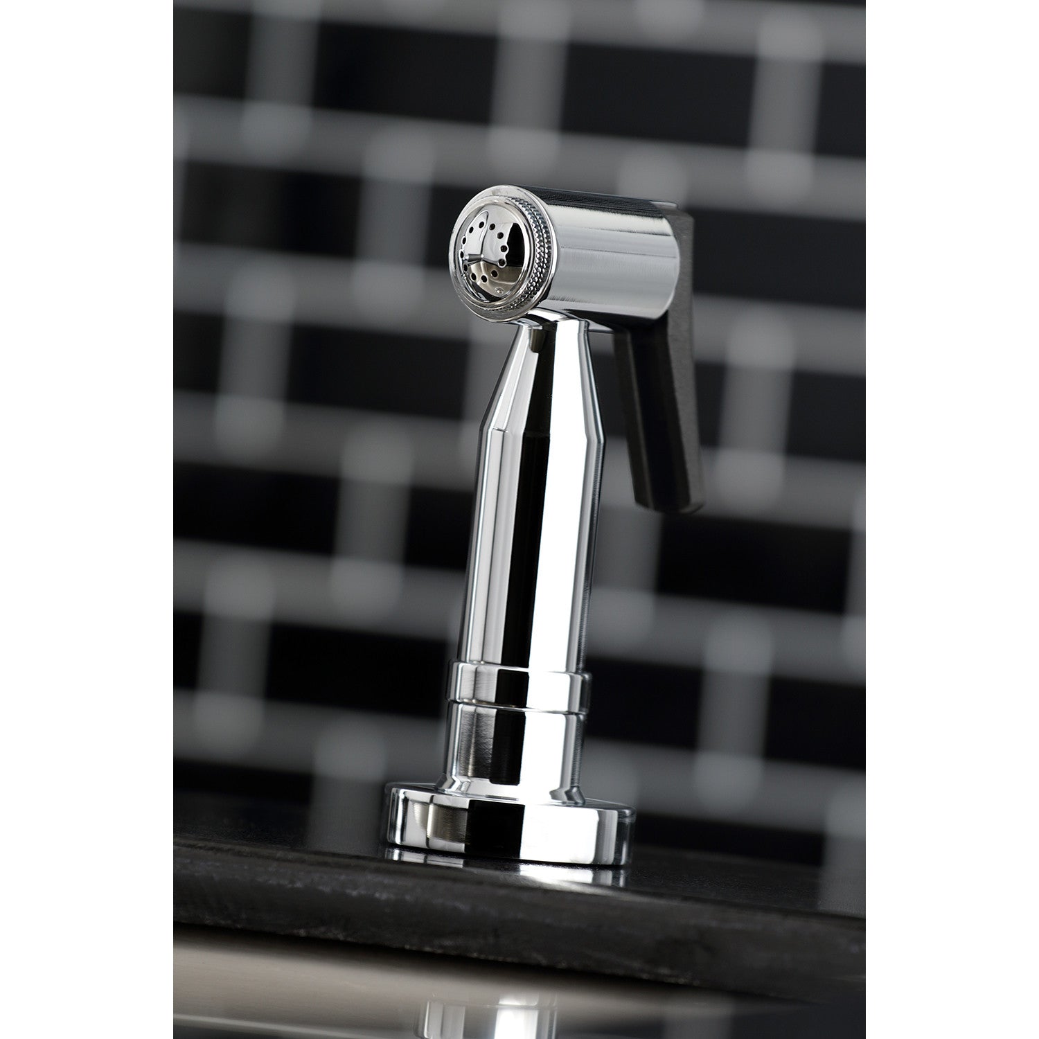 Kingston Brass Concord Two-Handle Bridge Kitchen Faucet with Brass Side Sprayer (KS8281DKLBS) Polished Chrome