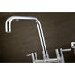 Kingston Brass Concord Two-Handle Bridge Kitchen Faucet with Brass Sprayer (KS8281DLBS) Polished Chrome on a brown background