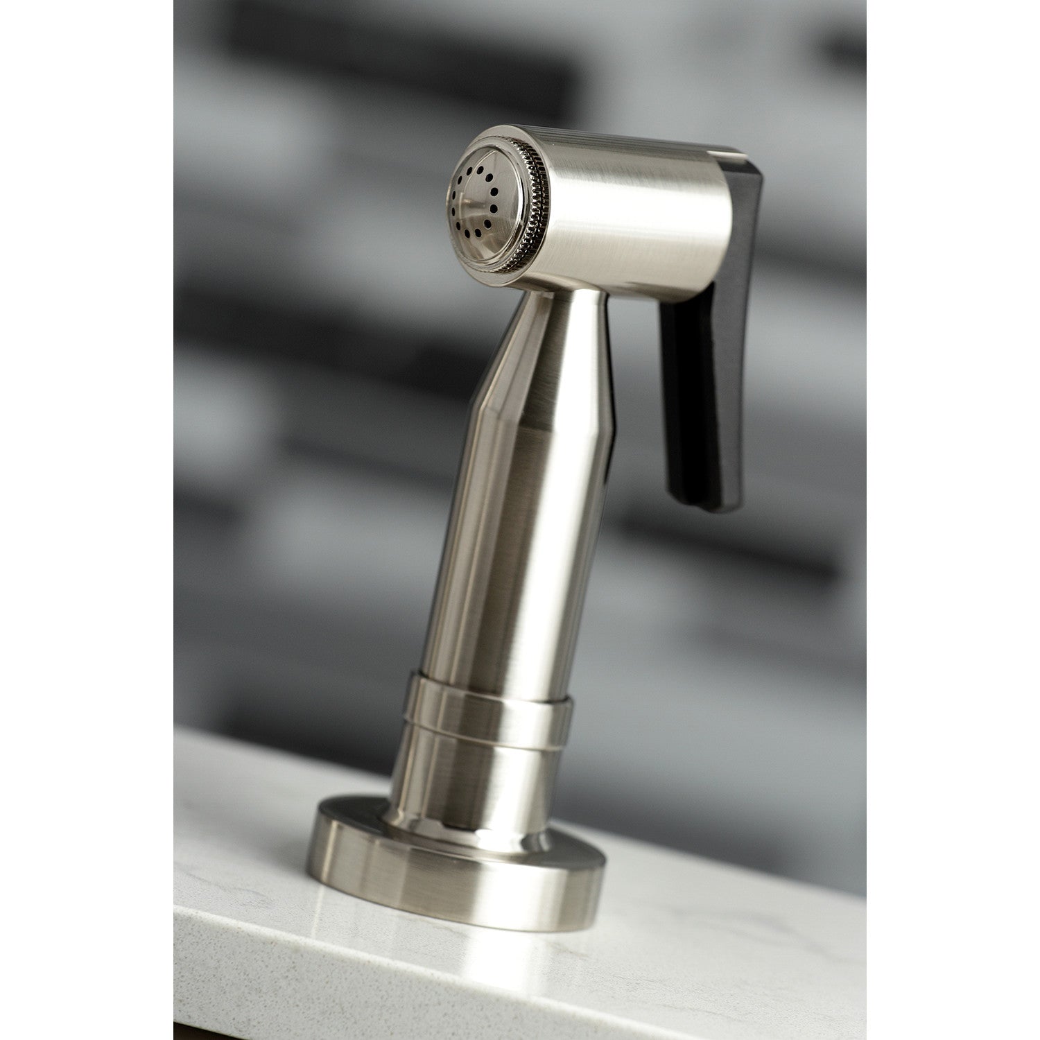 Kingston Brass Concord Two-Handle Bridge Kitchen Faucet with Brass Side Sprayer (KS8288DKLBS) Brushed Nickel