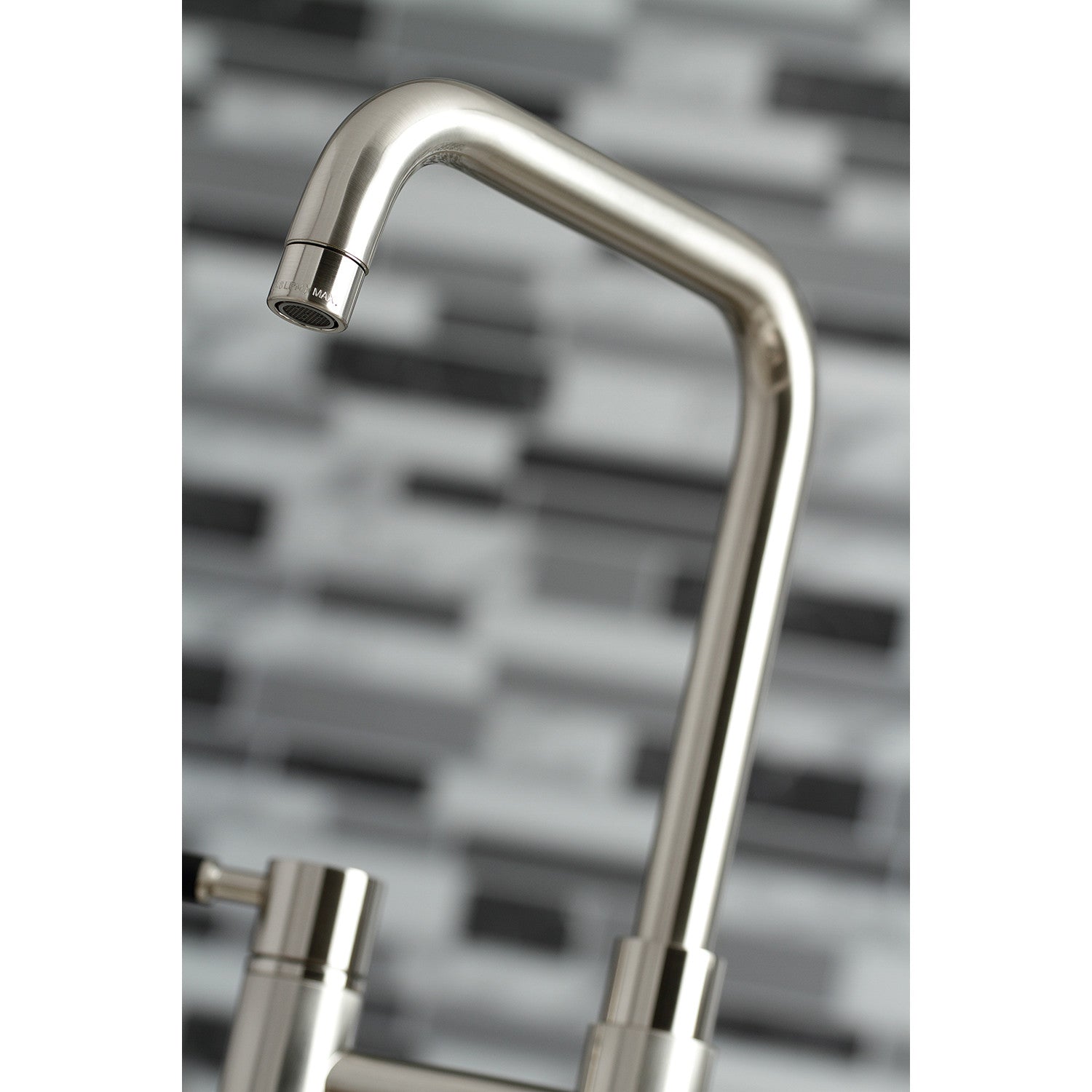 Kingston Brass Concord Two-Handle Bridge Kitchen Faucet with Brass Side Sprayer (KS8288DKLBS) Brushed Nickel