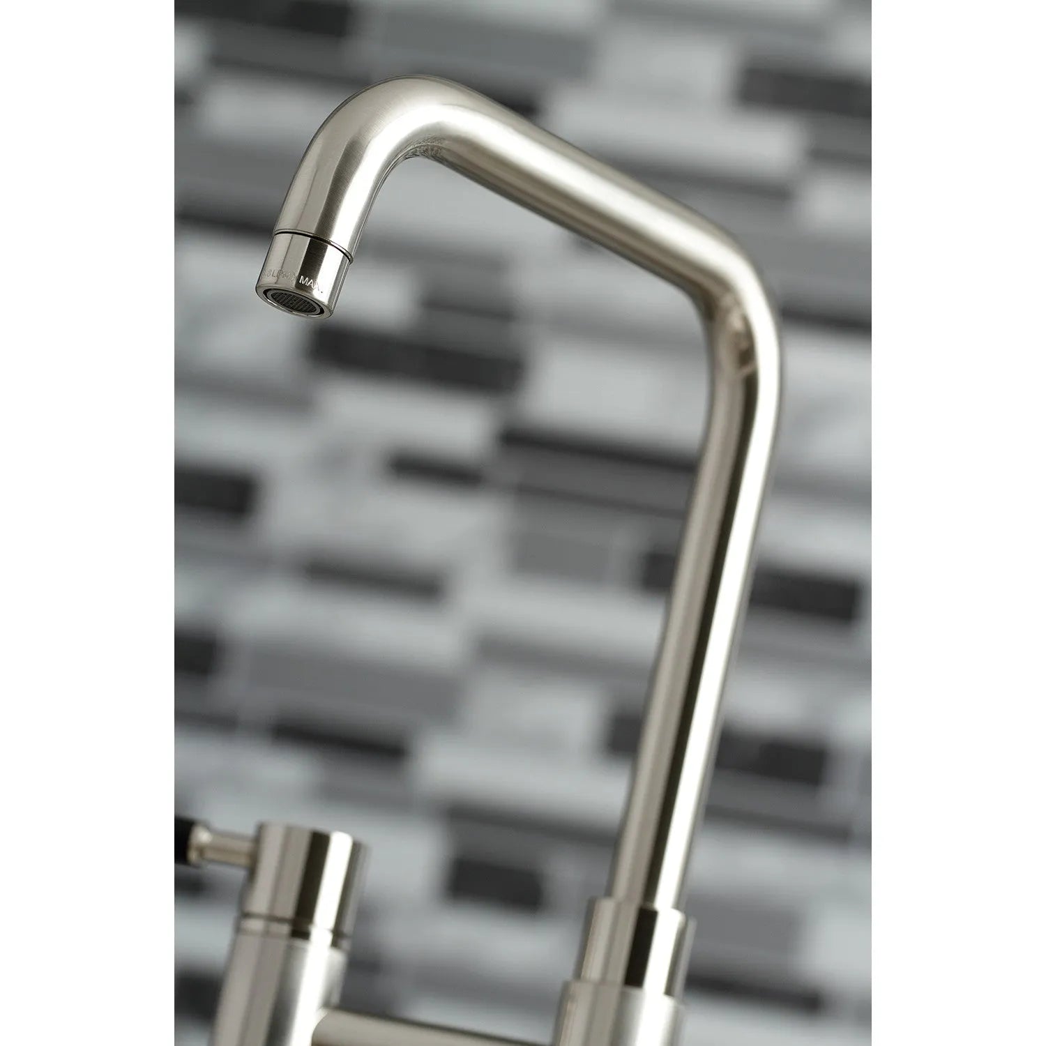 Kingston Brass Concord Two-Handle Bridge Kitchen Faucet with Brass Side Sprayer (KS8288DKLBS) Brushed Nickel