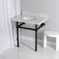 Kingston Brass Templeton 30" x 22" Carrara Marble Vanity Top with Brass Console Legs Carrara Marble/Oil Rubbed Bronze