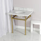 Kingston Brass Templeton 30" x 22" Carrara Marble Vanity Top with Brass Console Legs Carrara Marble/Brushed Brass