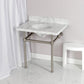 Kingston Brass Templeton 30" x 22" Carrara Marble Vanity Top with Brass Console Legs Carrara Marble/Brushed Nickel