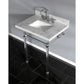 Kingston Brass Templeton 30" x 22" Carrara Marble Vanity Top with Clear Acrylic Console Legs in Polished Chrome