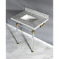 Kingston Brass Templeton 30" x 22" Carrara Marble Vanity Top with Clear Acrylic Console Legs in Brushed Brass