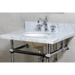 Kingston Brass Templeton 30" x 22" Carrara Marble Vanity Top with Brass Console Legs Carrara Marble/Polished Chrome