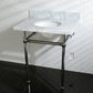 Kingston Brass Templeton 30" x 22" Carrara Marble Vanity Top with Brass Console Legs Carrara Marble/Polished Chrome