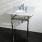Kingston Brass Templeton 30" x 22" Carrara Marble Vanity Top with Brass Console Legs Carrara Marble/Polished Chrome