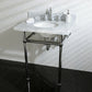 Kingston Brass Templeton 30" x 22" Carrara Marble Vanity Top with Brass Console Legs Carrara Marble/Polished Chrome