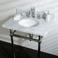 Kingston Brass Templeton 30" x 22" Carrara Marble Vanity Top with Brass Console Legs Carrara Marble/Polished Chrome