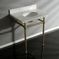 Kingston Brass Templeton 30" x 22" Carrara Marble Vanity Top with Brass Console Legs Carrara Marble/Brushed Brass