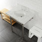 Kingston Brass Templeton 30" x 22" Carrara Marble Vanity Top with Brass Console Legs Carrara Marble/Brushed Nickel