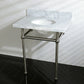 Kingston Brass Templeton 30" x 22" Carrara Marble Vanity Top with Brass Console Legs Carrara Marble/Brushed Nickel