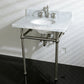 Kingston Brass Templeton 30" x 22" Carrara Marble Vanity Top with Brass Console Legs Carrara Marble/Brushed Nickel