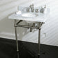 Kingston Brass Templeton 30" x 22" Carrara Marble Vanity Top with Brass Console Legs Carrara Marble/Brushed Nickel