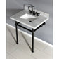 Kingston Brass Templeton 30" x 22" Carrara Marble Vanity Top with Brass Console Legs Carrara Marble/Matte Black