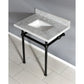 Kingston Brass Templeton 30" x 22" Carrara Marble Vanity Top with Brass Console Legs Carrara Marble/Matte Black
