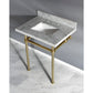 Kingston Brass Templeton 30" x 22" Carrara Marble Vanity Top with Brass Console Legs Carrara Marble/Brushed Brass