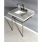 Kingston Brass Templeton 30" x 22" Carrara Marble Vanity Top with Brass Console Legs Carrara Marble/Brushed Nickel
