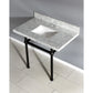 Kingston Brass Templeton 36" x 22" Carrara Marble Vanity Top with Brass Console Legs Carrara Marble/Matte Black