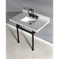 Kingston Brass Templeton 36" x 22" Carrara Marble Vanity Top with Brass Console Legs Carrara Marble/Oil Rubbed Bronze
