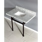 Kingston Brass Templeton 36" x 22" Carrara Marble Vanity Top with Brass Console Legs Carrara Marble/Oil Rubbed Bronze