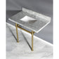 Kingston Brass Templeton 36" x 22" Carrara Marble Vanity Top with Brass Console Legs Carrara Marble/Brushed Brass