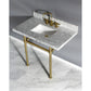 Kingston Brass Templeton 36" x 22" Carrara Marble Vanity Top with Brass Console Legs Carrara Marble/Brushed Brass