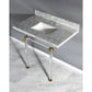 Kingston Brass Templeton 36" x 22" Carrara Marble Vanity Top with Clear Acrylic Console Legs in Brushed Brass