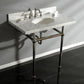 Kingston Brass Templeton 36" x 22" Carrara Marble Vanity Top with Brass Console Legs Carrara Marble/Polished Nickel