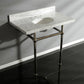 Kingston Brass Templeton 36" x 22" Carrara Marble Vanity Top with Brass Console Legs Carrara Marble/Polished Nickel
