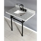 Kingston Brass Templeton 36" x 22" Carrara Marble Vanity Top with Brass Console Legs Carrara Marble/Matte Black