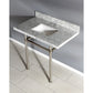 Kingston Brass Templeton 36" x 22" Carrara Marble Vanity Top with Brass Console Legs Carrara Marble/Brushed Nickel
