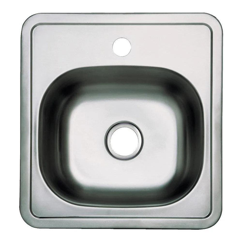 Kingston Brass 15 in. Stainless Steel Self-Rimming Single Bowl Bar Sink, Brushed (GKTS15151) 