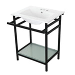 Kingston Brass 24-Inch Ceramic Console Sink (4-Inch, 3-Hole) White/Matte Black