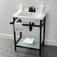 Kingston Brass 24-Inch Ceramic Console Sink (4-Inch, 3-Hole) White/Matte Black