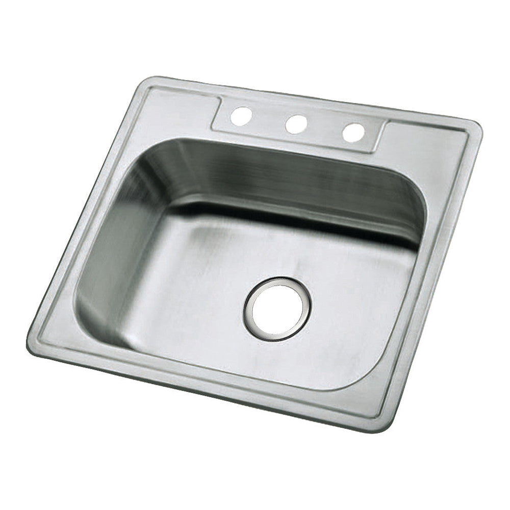 Kingston Brass 25" Stainless Steel Drop-in Single Bowl Kitchen Sink, Brushed Brushed